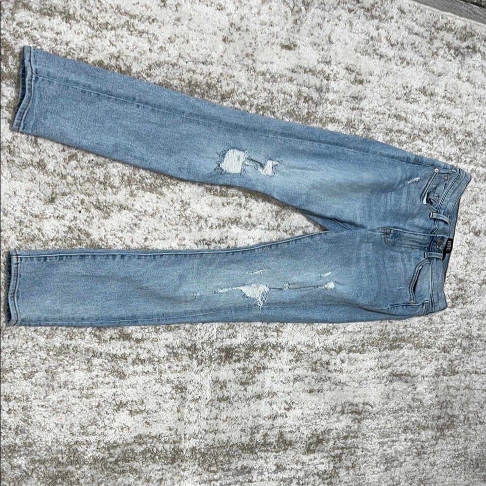 High-Rise BDG Blue Straight Leg Jeans Distressed Casual